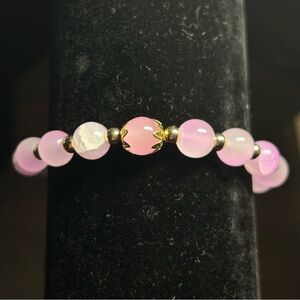 Elegant Pink/Purple and Gold Beaded Bracelet